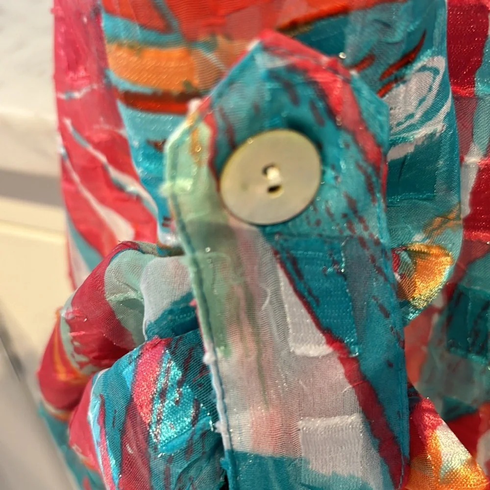 Ruby Rd. Colorful Button Blouse‎ Spring Easter Abstract - Picture 9 of 9
